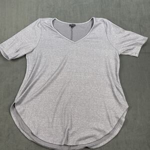 Torrid Grey Sparkle Hacci Tunic Tee V-Neck Size 3 Womens Medium Silver Metallic
